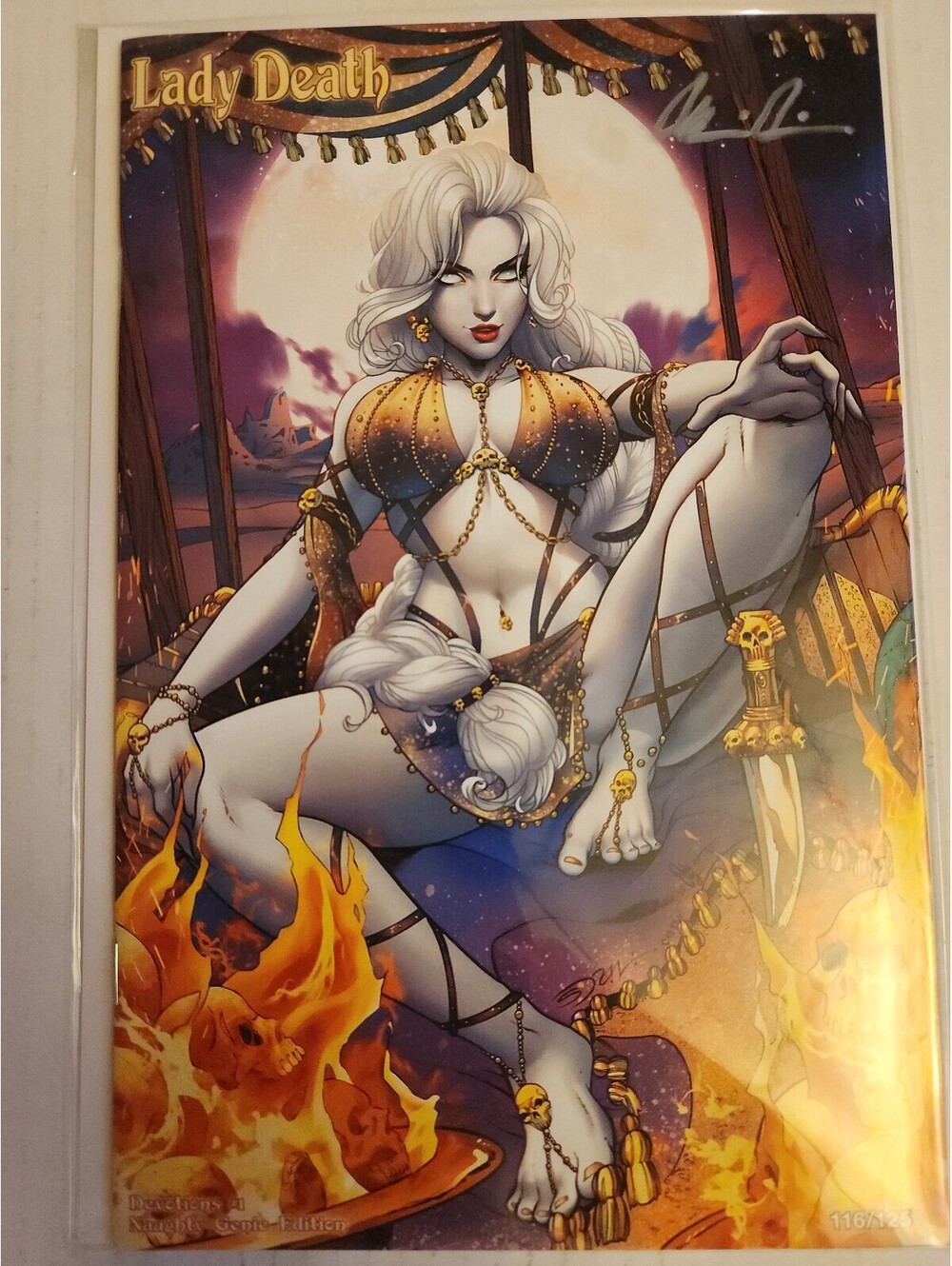 Lady Death #1AO Genie Naughty Variant Ltd 125 Signed COA NM Coffin 2023